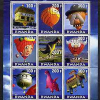 Rwanda 2000 Balloons perf sheetlet containing 9 values unmounted mint