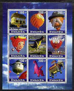 Rwanda 2000 Balloons perf sheetlet containing 9 values unmounted mint