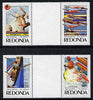 Antigua - Redonda 1984 Olympic Games (Canoeing, Rowing, Water Polo & Swimming) set of 4 in 2 se-tenant gutter pairs (folded through gutters but rare being from the Format archive sheet) unmounted mint