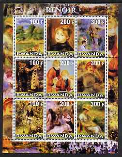 Rwanda 2001 Paintings by Renoir perf sheetlet containing 9 values unmounted mint