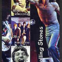 Kyrgyzstan 2001 Rolling Stones perf sheetlet containing 3 values unmounted mint