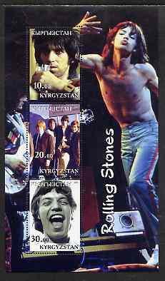 Kyrgyzstan 2001 Rolling Stones perf sheetlet containing 3 values unmounted mint