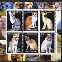 Kyrgyzstan 2000 Domestic Cats #3 perf sheetlet containing 6 values unmounted mint