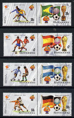 Antigua - Redonda 1982 Football World Cup set of 8 in 4 se-tenant pairs unmounted mint