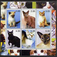 Tadjikistan 2000 Domestic Cats #2 perf sheetlet containing 6 values unmounted mint (vertical format)