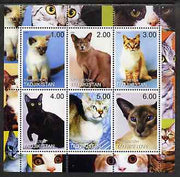 Tadjikistan 2000 Domestic Cats #2 perf sheetlet containing 6 values unmounted mint (vertical format)