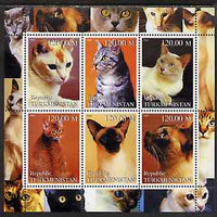 Turkmenistan 2000 Domestic Cats #1 perf sheetlet containing 6 values unmounted mint