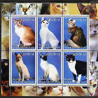 Turkmenistan 2000 Domestic Cats #2 perf sheetlet containing 6 values unmounted mint