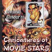 Congo 2001 Caricatures of Movie Stars - Antonio Banderas perf souvenir sheet unmounted mint
