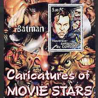 Congo 2001 Caricatures of Movie Stars - Batman perf souvenir sheet unmounted mint