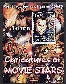 Congo 2001 Caricatures of Movie Stars - Batman perf souvenir sheet unmounted mint
