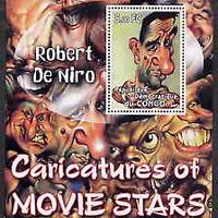 Congo 2001 Caricatures of Movie Stars - Robert De Niro perf souvenir sheet unmounted mint
