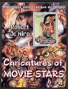 Congo 2001 Caricatures of Movie Stars - Robert De Niro perf souvenir sheet unmounted mint