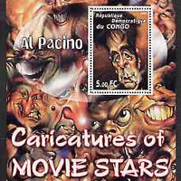Congo 2001 Caricatures of Movie Stars - Al Pacino perf souvenir sheet unmounted mint