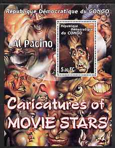 Congo 2001 Caricatures of Movie Stars - Al Pacino perf souvenir sheet unmounted mint
