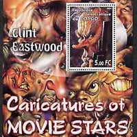 Congo 2001 Caricatures of Movie Stars - Clint Eastwood perf souvenir sheet unmounted mint