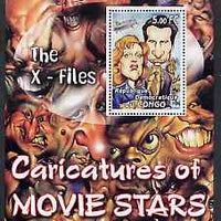 Congo 2001 Caricatures of Movie Stars - The X-Files perf souvenir sheet unmounted mint