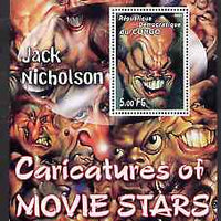 Congo 2001 Caricatures of Movie Stars - Jack Nicholson perf souvenir sheet unmounted mint