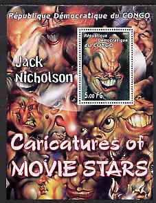 Congo 2001 Caricatures of Movie Stars - Jack Nicholson perf souvenir sheet unmounted mint