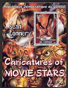 Congo 2001 Caricatures of Movie Stars - Sean Connery perf souvenir sheet unmounted mint