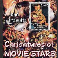 Congo 2001 Caricatures of Movie Stars - John Travolta perf souvenir sheet unmounted mint