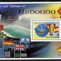 Antigua - Redonda 1982 Football World Cup $5 m/sheet showing Flags & Stadium unmounted mint
