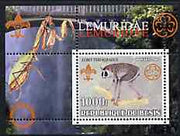 Benin 2002 Lemurs perf s/sheet containing single value with Scouts & Guides Logos plus Rotary Logo & Insect in outer margin, unmounted mint