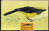 Nagaland 1969 Sultan Tit - original hand-painted artwork as used for 1.25ch (except branch outline has been changed) on board 180 mm x 110 mm complete with issued stamp
