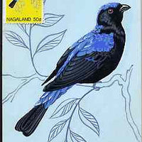 Nagaland 1969 Blue-Backed Fairy Bluebird - original hand-painted artwork as used for 50c (except branch outline has been changed) on board 110 mm x 180 mm complete with issued stamp