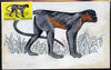Nagaland 1969 Monkey (Capped Langur) - original hand-painted artwork as used for 2c (except grass outline has been changed) on board 180 mm x 110 mm complete with issued stamp