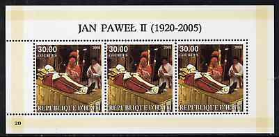 Haiti 2005 Pope John Paul II perf sheetlet #5 (Text in Polish) containing 3 values, unmounted mint (inscribed 20)