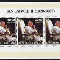 Haiti 2005 Pope John Paul II perf sheetlet #4 (Text in Polish) containing 3 values, unmounted mint (inscribed 19)
