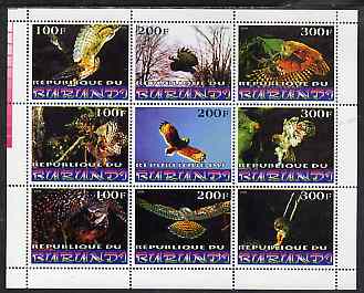 Burundi 1999 Birds of Prey perf sheetlet containing 9 values unmounted mint