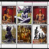Turkmenistan 1997 Religious Idols of the Far East perf sheetlet containing 6 values unmounted mint