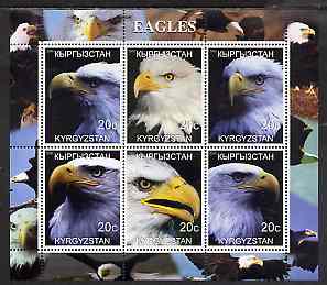 Kyrgyzstan 2000 Eagles perf sheetlet containing 6 values unmounted mint