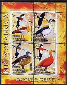 Palestine (PNA) 2005 Birds of Africa - Ducks & Geese perf sheetlet containing 4 values each with Scout Logo unmounted mint. Note this item is privately produced and is offered purely on its thematic appeal