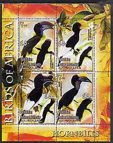Palestine (PNA) 2005 Birds of Africa - Hornbills perf sheetlet containing 4 values each with Scout Logo unmounted mint. Note this item is privately produced and is offered purely on its thematic appeal