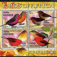 Palestine (PNA) 2005 Birds of Africa - Firefinches perf sheetlet containing 4 values each with Scout Logo unmounted mint. Note this item is privately produced and is offered purely on its thematic appeal