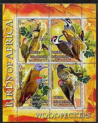 Palestine (PNA) 2005 Birds of Africa - Woodpeckers perf sheetlet containing 4 values each with Scout Logo unmounted mint. Note this item is privately produced and is offered purely on its thematic appeal