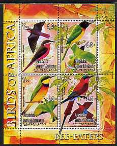 Palestine (PNA) 2005 Birds of Africa - Bee Eaters perf sheetlet containing 4 values each with Scout Logo unmounted mint. Note this item is privately produced and is offered purely on its thematic appeal