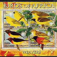 Palestine (PNA) 2005 Birds of Africa - Weavers perf sheetlet containing 4 values each with Scout Logo unmounted mint. Note this item is privately produced and is offered purely on its thematic appeal