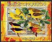 Palestine (PNA) 2005 Birds of Africa - Weavers perf sheetlet containing 4 values each with Scout Logo unmounted mint. Note this item is privately produced and is offered purely on its thematic appeal