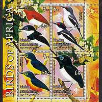 Palestine (PNA) 2005 Birds of Africa - Wattle Eyes perf sheetlet containing 4 values each with Scout Logo unmounted mint. Note this item is privately produced and is offered purely on its thematic appeal