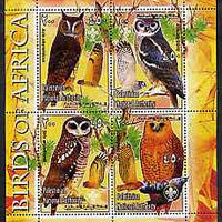 Palestine (PNA) 2005 Birds of Africa - Owls perf sheetlet containing 4 values each with Scout Logo unmounted mint. Note this item is privately produced and is offered purely on its thematic appeal