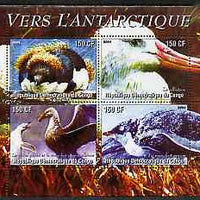 Congo 2004 Birds - Vers L'Antarctique perf sheetlet containing 4 values unmounted mint