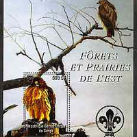 Congo 2004 Birds - Forets et Prairies de L'Est #1 (Bird of Prey) perf s/sheet with Scout Logo in background unmounted mint