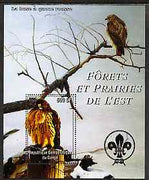 Congo 2004 Birds - Forets et Prairies de L'Est #1 (Bird of Prey) perf s/sheet with Scout Logo in background unmounted mint