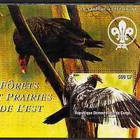 Congo 2004 Birds - Forets et Prairies de L'Est #2 (Vulture) perf s/sheet with Scout Logo in background unmounted mint