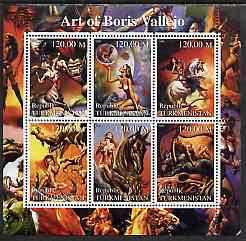 Turkmenistan 2001 Fantasy Art of Boris Vallejo perf sheetlet containing 6 values unmounted mint