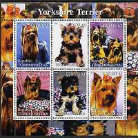 Turkmenistan 2000 Yorkshire Terrier perf sheetlet containing 6 values unmounted mint